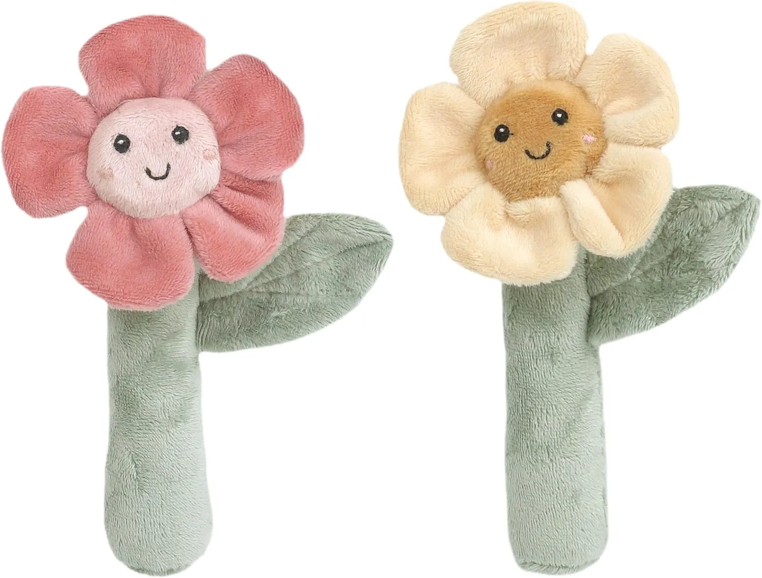 MON AMI Soft Baby Rattle Toy Set of 2 Pcs – 6”, Flower Shaped Plush Stuffed Rattle for Newborns, Babies, Sensory Development Toys for Infants & Toddlers