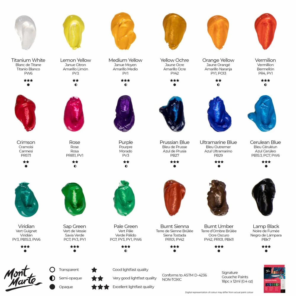 Mont Marte Signature Gouache 24pce x 12ml