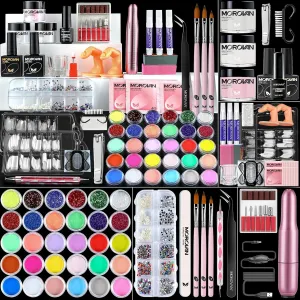 Morovan Acrylic Nail Kit with Drill - Professional Nail Set with Everything for Beginners - Complete DIY Starter Set with Glitter Powder