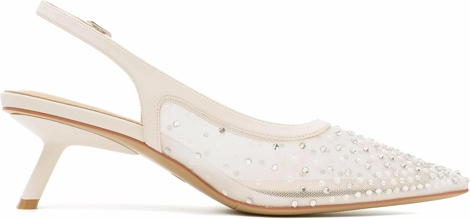 Mostrin Kitten Heels for Women Pointed Toe Pumps Patent Leather Low Heel Slingback Heels with Buckle Dress Shoes for Dating Party Working