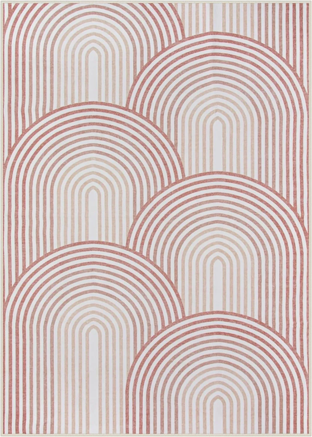 Moynesa Abstract Rainbow Area Rugs 5x7, Machine Washable Soft Pink Rugs for Bedroom Ultra-Thin Easy Clean Playroom Rug, Mid Century Modern Accent Throw Rug Carpet for Office Girl Nursery