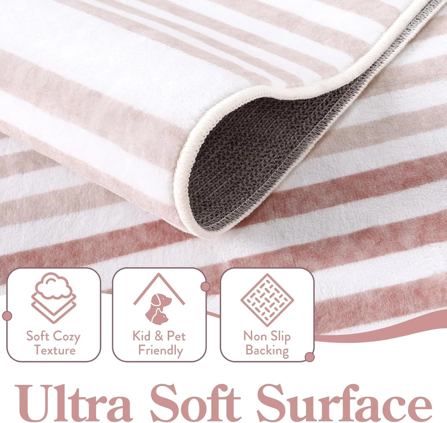 Moynesa Abstract Rainbow Area Rugs 5x7, Machine Washable Soft Pink Rugs for Bedroom Ultra-Thin Easy Clean Playroom Rug, Mid Century Modern Accent Throw Rug Carpet for Office Girl Nursery