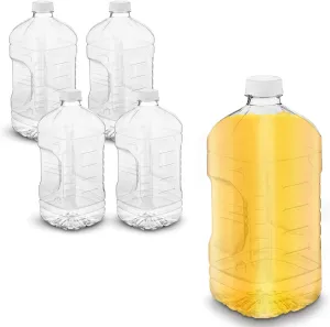 MT Products Clear PET Plastic Juice Bottles 64 oz. - Empty Container with Tamper Evident Caps (Set of 4) - Made in the USA