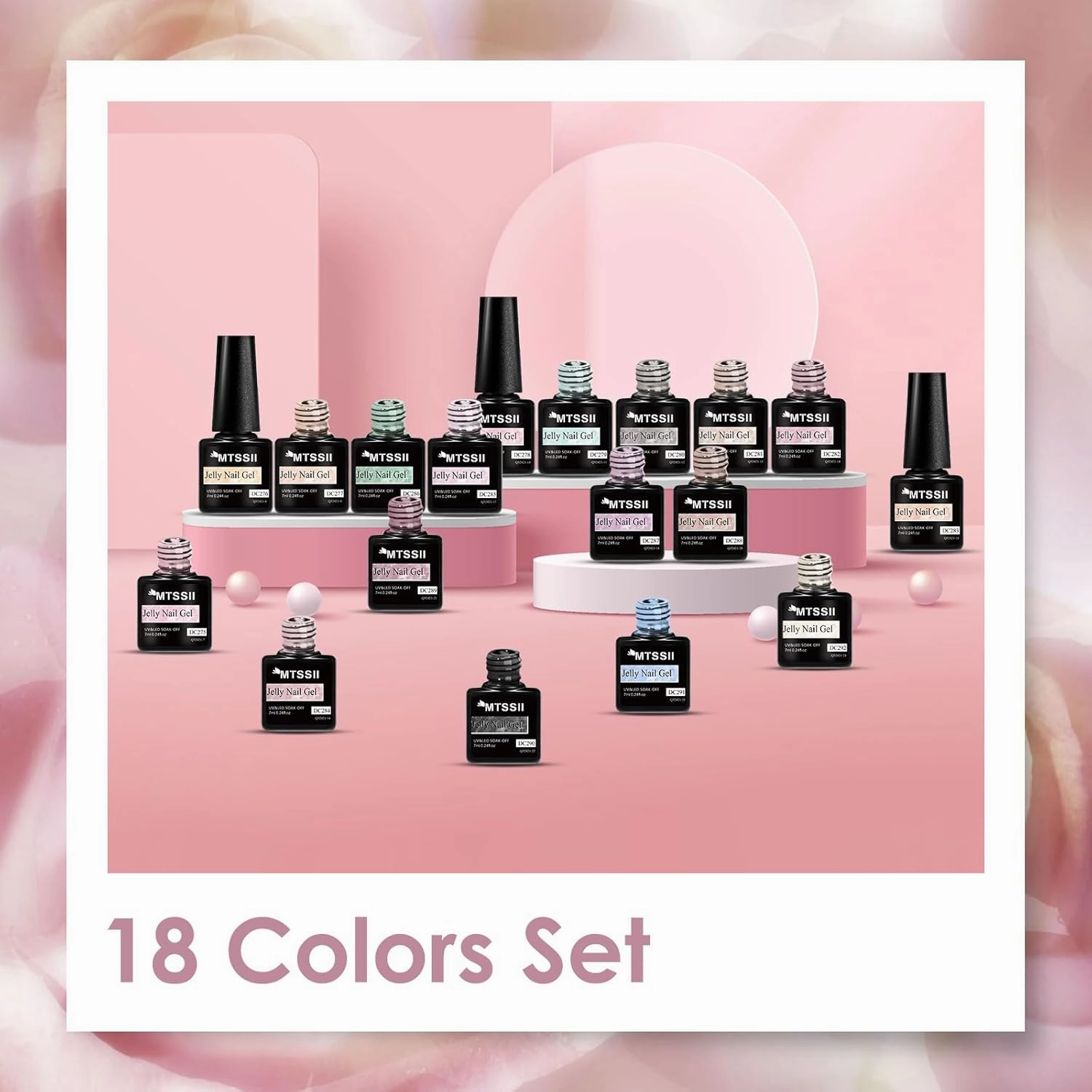 MTSSII 18PCS Jelly Gel Nail Polish Set Blue Pink Gel Polish Kit Nail Art Gift Set Clear Translucent Gel Polish Set Manicure Kit UV LED Soak Off for Home Salon Gift