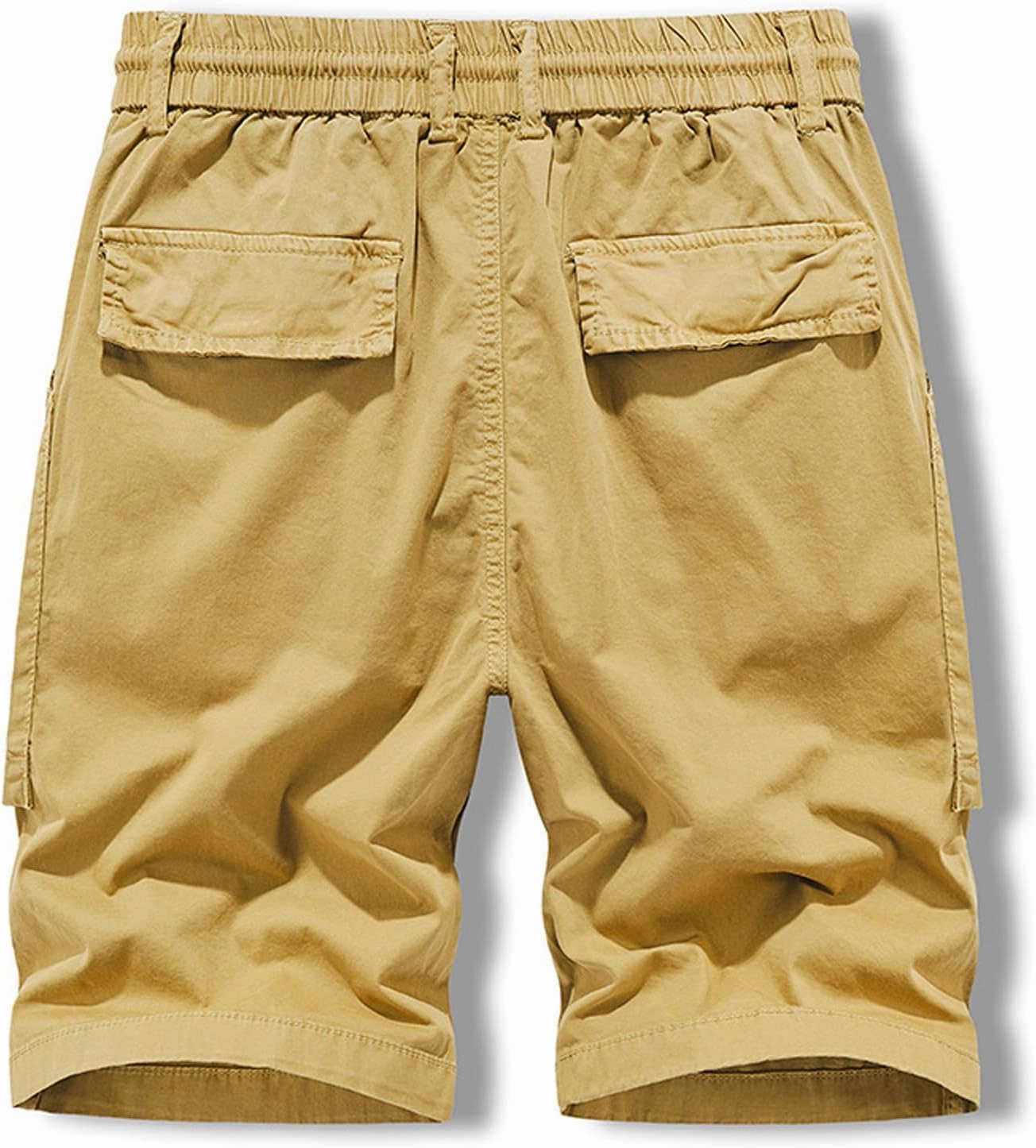 Muscularfit Cotton Shorts for Men 2023 Solid Drawstring Elastic Waist Multi Pockets Cargo Shorts Casual Work Tooling Shorts