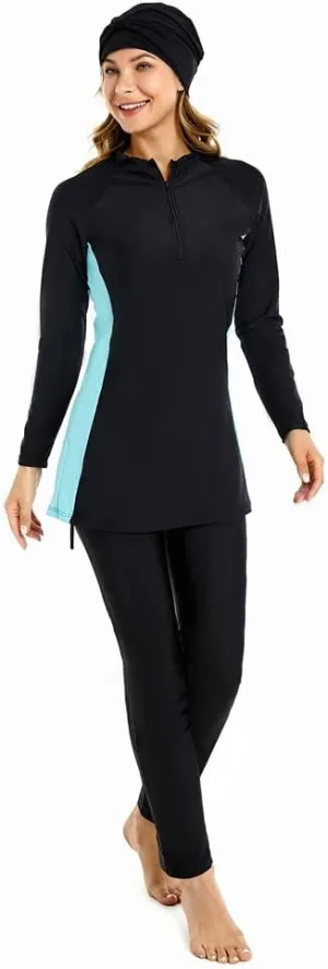Muslim Swimsuit for Women Modest Swimwear Burkini Plus Size Long Sleeve Bathing Suit Islamic Swimming Suit