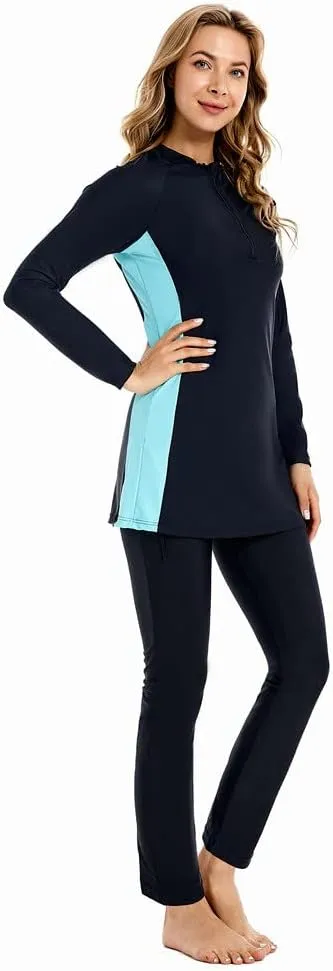 Muslim Swimsuit for Women Modest Swimwear Burkini Plus Size Long Sleeve Bathing Suit Islamic Swimming Suit