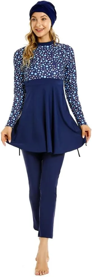 Muslim Swimsuit for Women Modest Swimwear Burkini Plus Size Long Sleeve Bathing Suit Islamic Swimming Suit