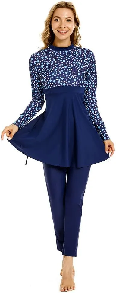 Muslim Swimsuit for Women Modest Swimwear Burkini Plus Size Long Sleeve Bathing Suit Islamic Swimming Suit