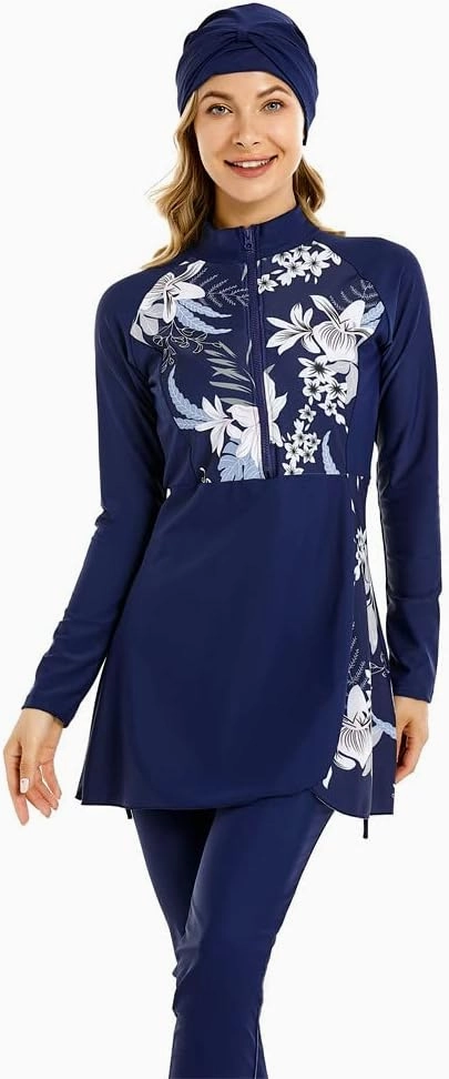 Muslim Swimsuit for Women Modest Swimwear Burkini Islamic Swimming Suit Plus Size Long Sleeve Bathing Suit