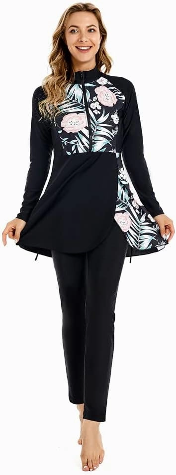 Muslim Swimsuit for Women Modest Swimwear Burkini Islamic Swimming Suit Plus Size Long Sleeve Bathing Suit