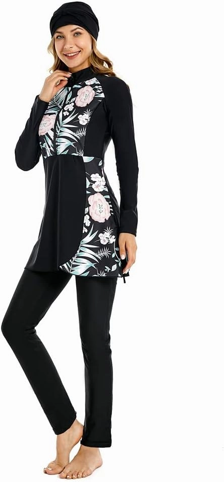 Muslim Swimsuit for Women Modest Swimwear Burkini Islamic Swimming Suit Plus Size Long Sleeve Bathing Suit