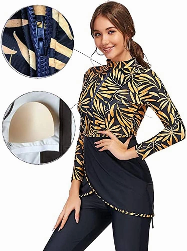 Muslim Swimsuit for Women Modest Swimwear Burkini Islamic Swimming Suit Plus Size Long Sleeve Bathing Suit