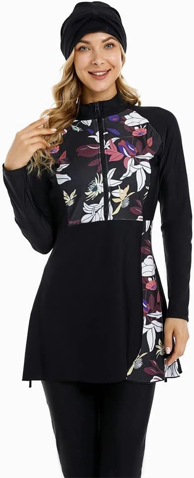 Muslim Swimsuit for Women Modest Swimwear Burkini Islamic Swimming Suit Plus Size Long Sleeve Bathing Suit
