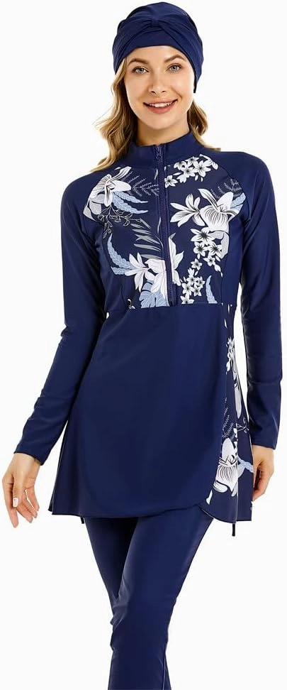 Muslim Swimsuit for Women Modest Swimwear Burkini Islamic Swimming Suit Plus Size Long Sleeve Bathing Suit