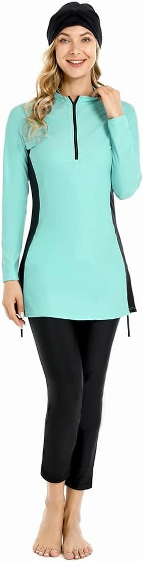 Muslim Swimsuit for Women Modest Swimwear Burkini Plus Size Long Sleeve Bathing Suit Islamic Swimming Suit