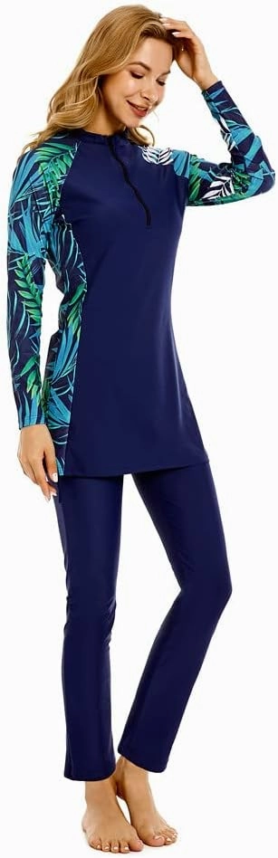 Muslim Swimsuit for Women Modest Swimwear Burkini Plus Size Long Sleeve Bathing Suit Islamic Swimming Suit