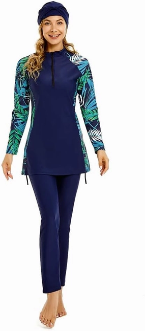 Muslim Swimsuit for Women Modest Swimwear Burkini Plus Size Long Sleeve Bathing Suit Islamic Swimming Suit
