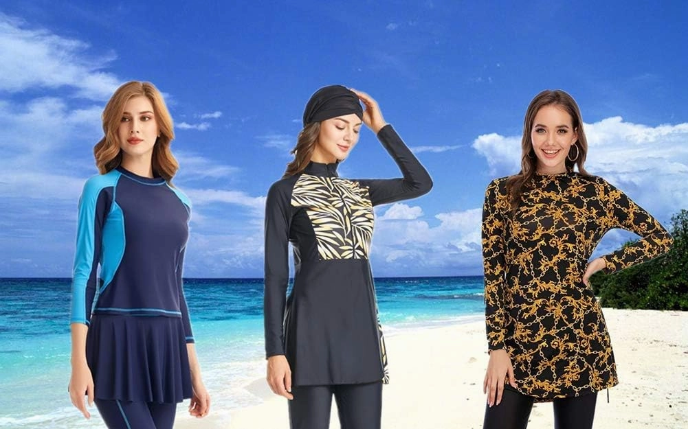 Muslim Swimsuits for Women Modest Islamic Hijab Long Sleeve Swimwear Burkinis Bathing Suit Swimming Beachwear
