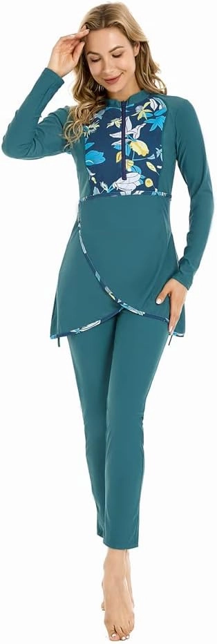 Muslim Swimsuits for Women Modest Swimwear Plus Size Burkini Islamic Swimming Suit Long Sleeve Bathing Suit