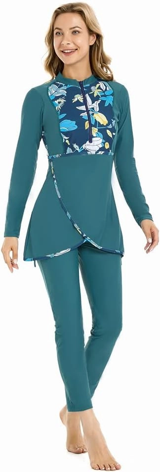 Muslim Swimsuits for Women Modest Swimwear Plus Size Burkini Islamic Swimming Suit Long Sleeve Bathing Suit