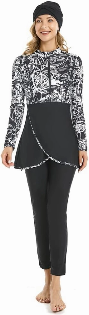 Muslim Swimsuits for Women Modest Swimwear Plus Size Burkini Islamic Swimming Suit Long Sleeve Bathing Suit