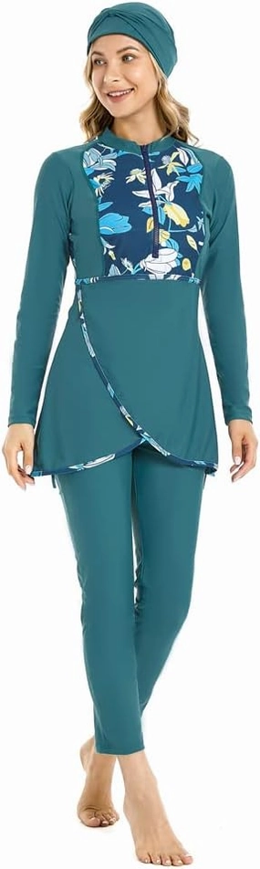 Muslim Swimsuits for Women Modest Swimwear Plus Size Burkini Islamic Swimming Suit Long Sleeve Bathing Suit
