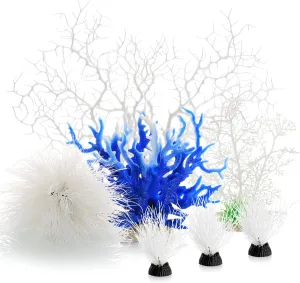 MyLifeUNIT Aquarium Plants, 7 Pack Artificial Coral Ornament for Fish Tank Decorations (White)