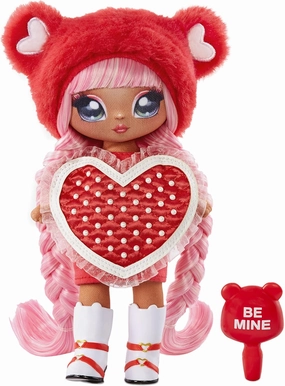 Na! Na! Na! Surprise MGA Entertainment Valentina Moore - Red Teddy Bear-Inspired 7.5" Fashion Doll with Pink Hair, Heart-Shaped Dress and Brush