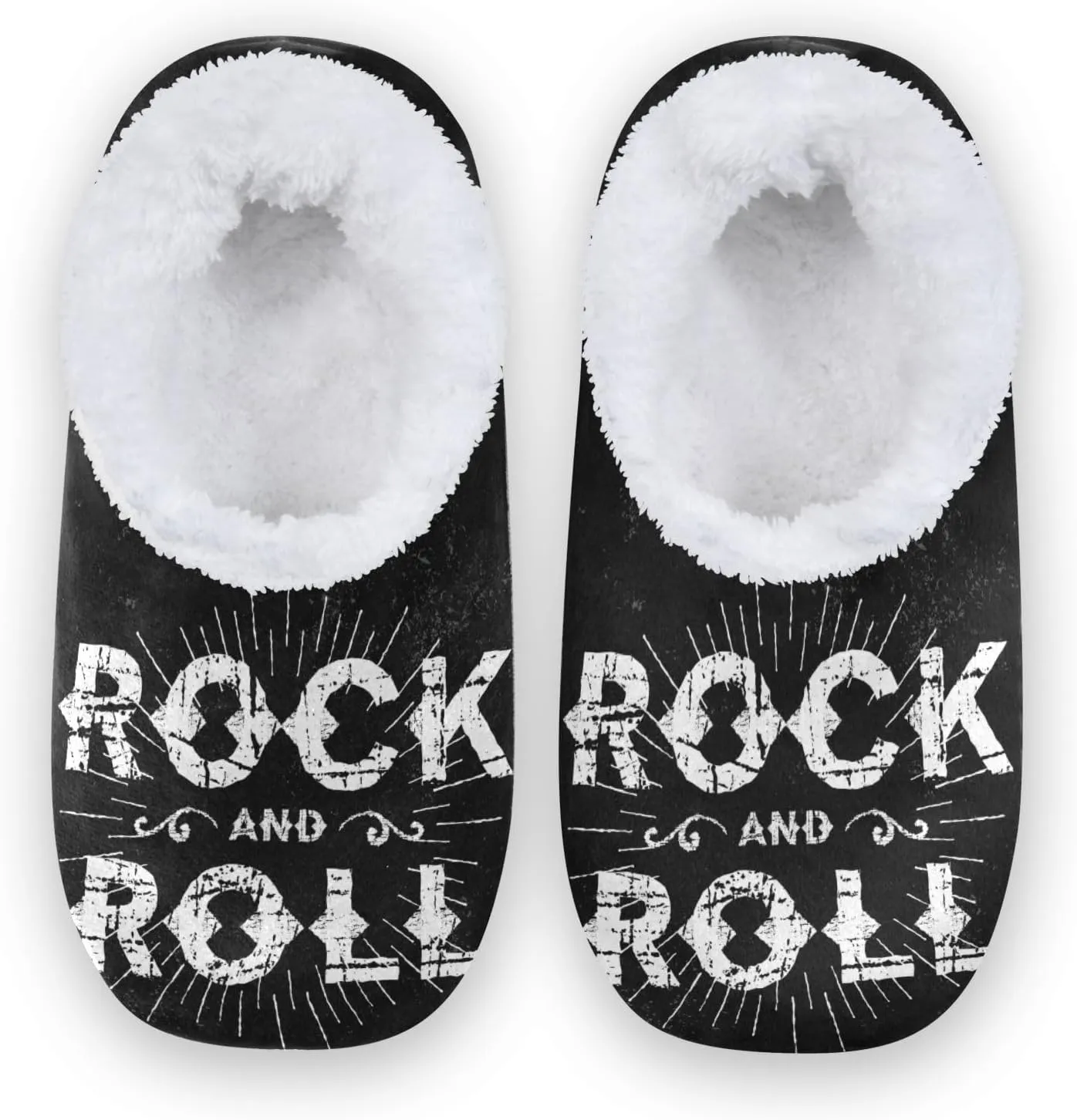 Naanle Women's Fuzzy Fur Slippers Rock and Roll Slippers Comfy Fleece Warm Bedroom Shoes Home Slippers