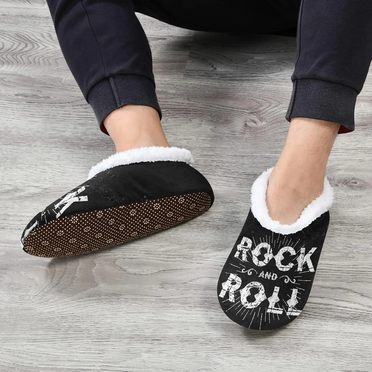 Naanle Women's Fuzzy Fur Slippers Rock and Roll Slippers Comfy Fleece Warm Bedroom Shoes Home Slippers