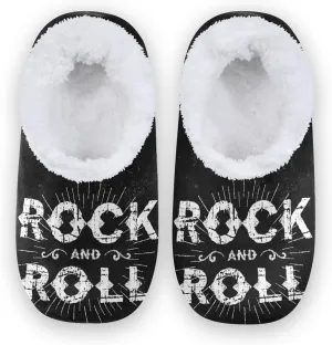 Naanle Women's Fuzzy Fur Slippers Rock and Roll Slippers Comfy Fleece Warm Bedroom Shoes Home Slippers