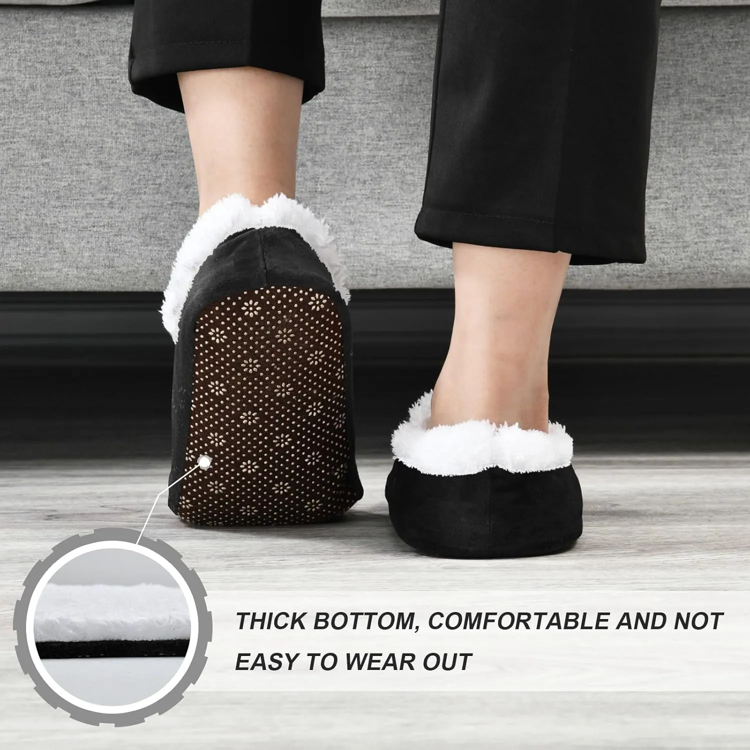 Naanle Women's Fuzzy Fur Slippers Rock and Roll Slippers Comfy Fleece Warm Bedroom Shoes Home Slippers
