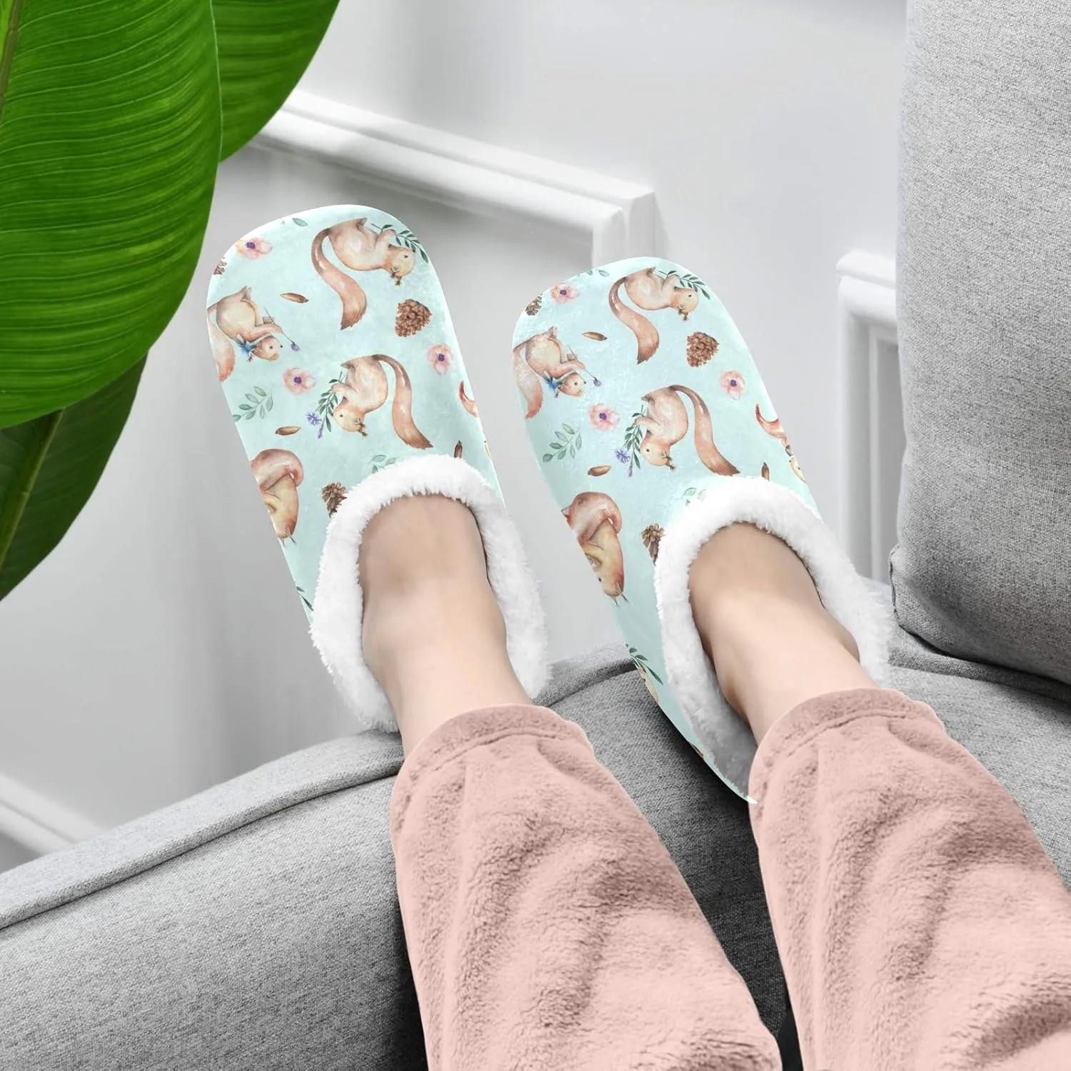 Naanle Women's Winter Memory Foam Slippers, Grey, Size 5-6, Closed Toe, No Heel, Medium Width, Solid Pattern, Fuzzy Fleece Lining, Anti-Slip Rubber Sole