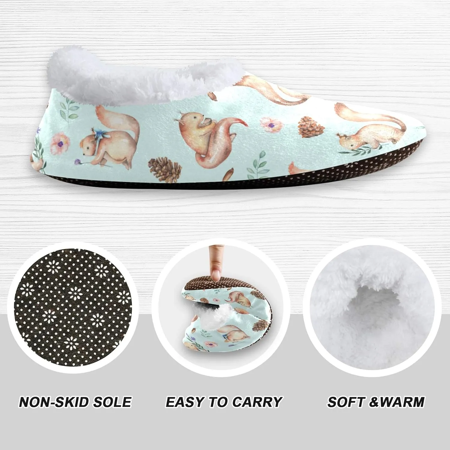 Naanle Women's Winter Memory Foam Slippers, Grey, Size 5-6, Closed Toe, No Heel, Medium Width, Solid Pattern, Fuzzy Fleece Lining, Anti-Slip Rubber Sole