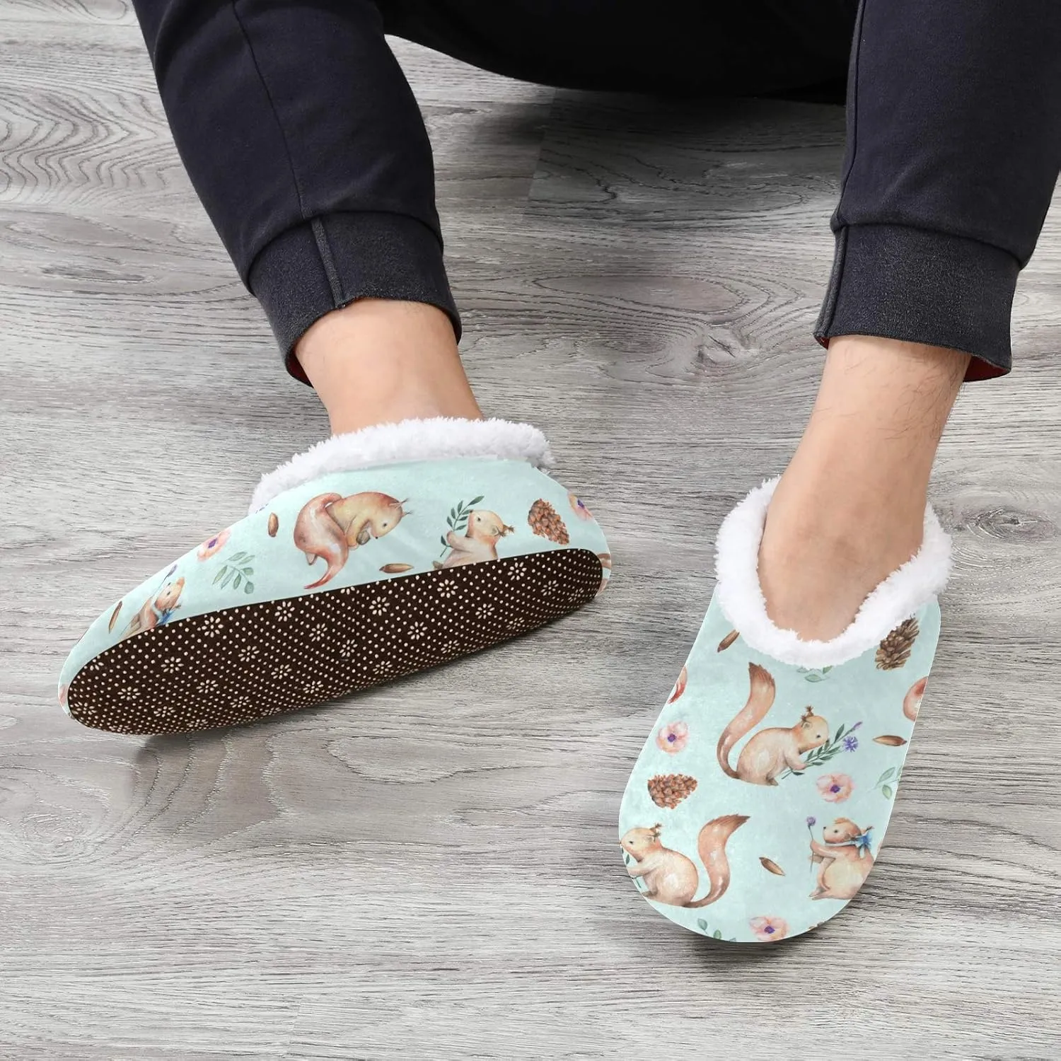 Naanle Women's Winter Memory Foam Slippers, Grey, Size 5-6, Closed Toe, No Heel, Medium Width, Solid Pattern, Fuzzy Fleece Lining, Anti-Slip Rubber Sole