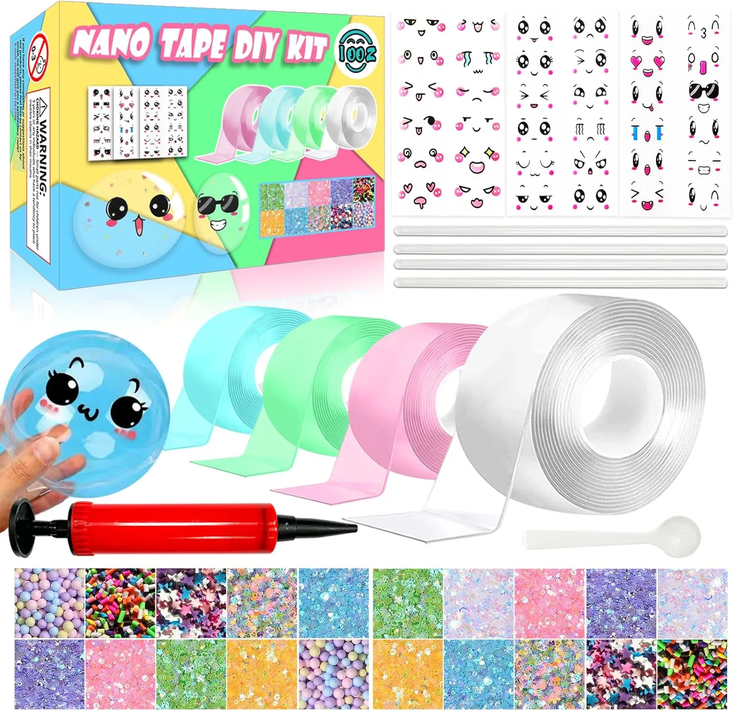 Nano Tape Bubble Kit, Nano Double Sided Adhesive Tape Bubbles, 4Pcs Nano Tape Toys Kit for Boys and Girls Party Favors and Kids Craft Fidget Toys Set
