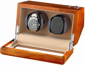 Natural Solid Wood Double Watch Winder Box for 2 Automatic Watches Flexible Watch Pillow 5 Rotation Mode Fashion/Beige，Beige