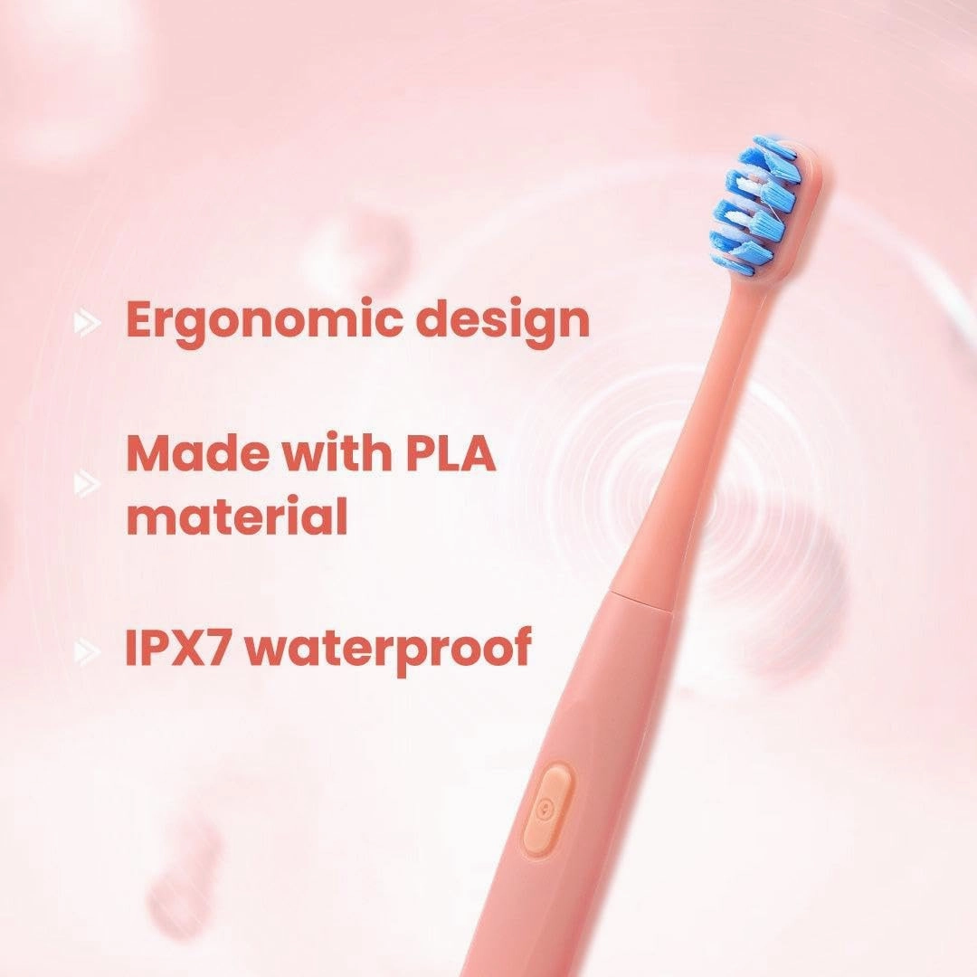 Neo Sonic Electric Toothbrush AAA Powered 120 Days Battery Life Ultra Soft Dupont and Vibrating Bristles for Unisex Adults 2 Brush Heads & 1 Brush Head Cover (Coral Red)