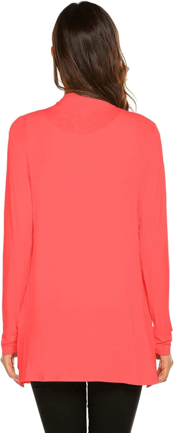 Newchoice Womens Casual Lightweight Long Sleeve Cardigan Soft Drape Open Front Fall Dusters (S-3XL)