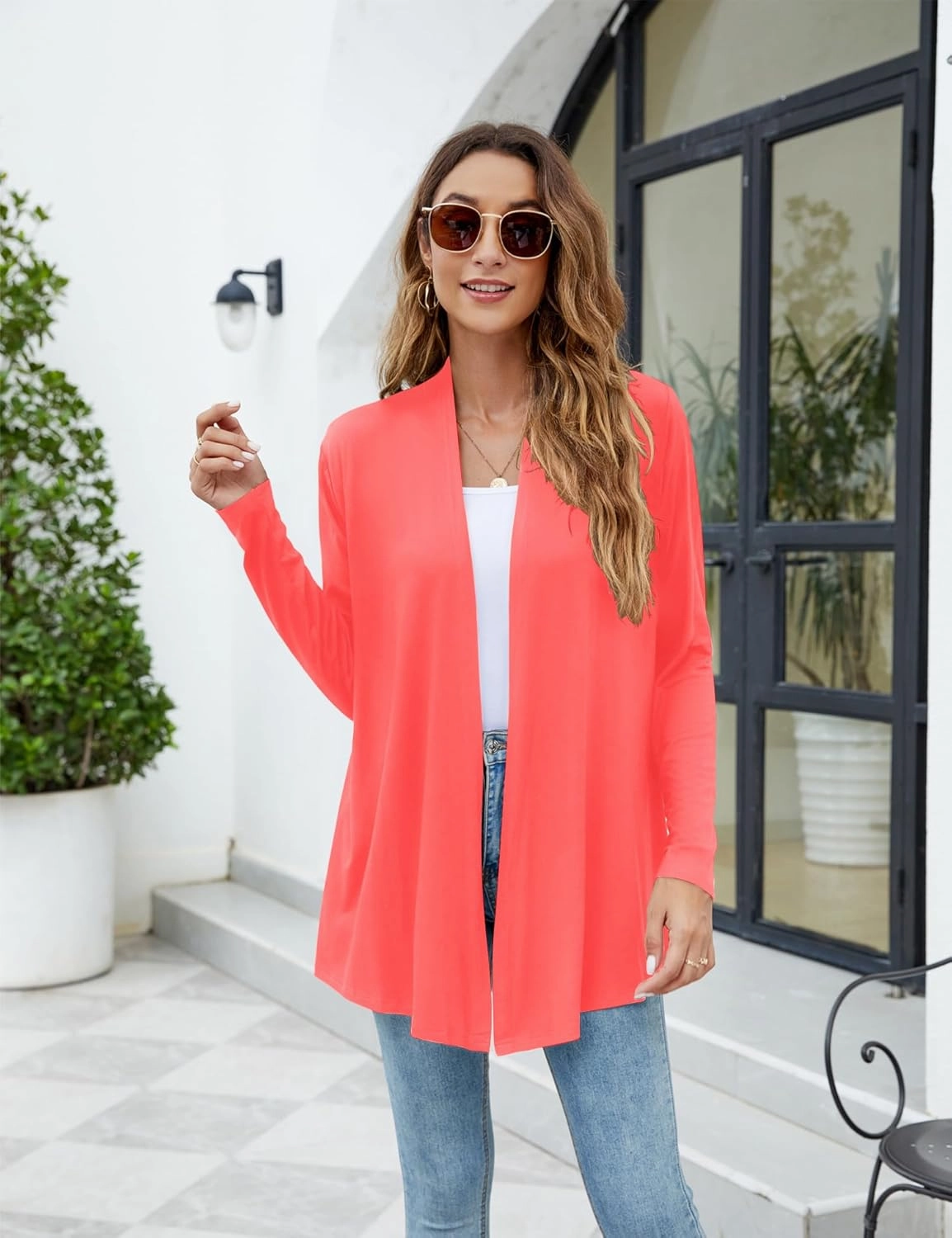 Newchoice Womens Casual Lightweight Long Sleeve Cardigan Soft Drape Open Front Fall Dusters (S-3XL)