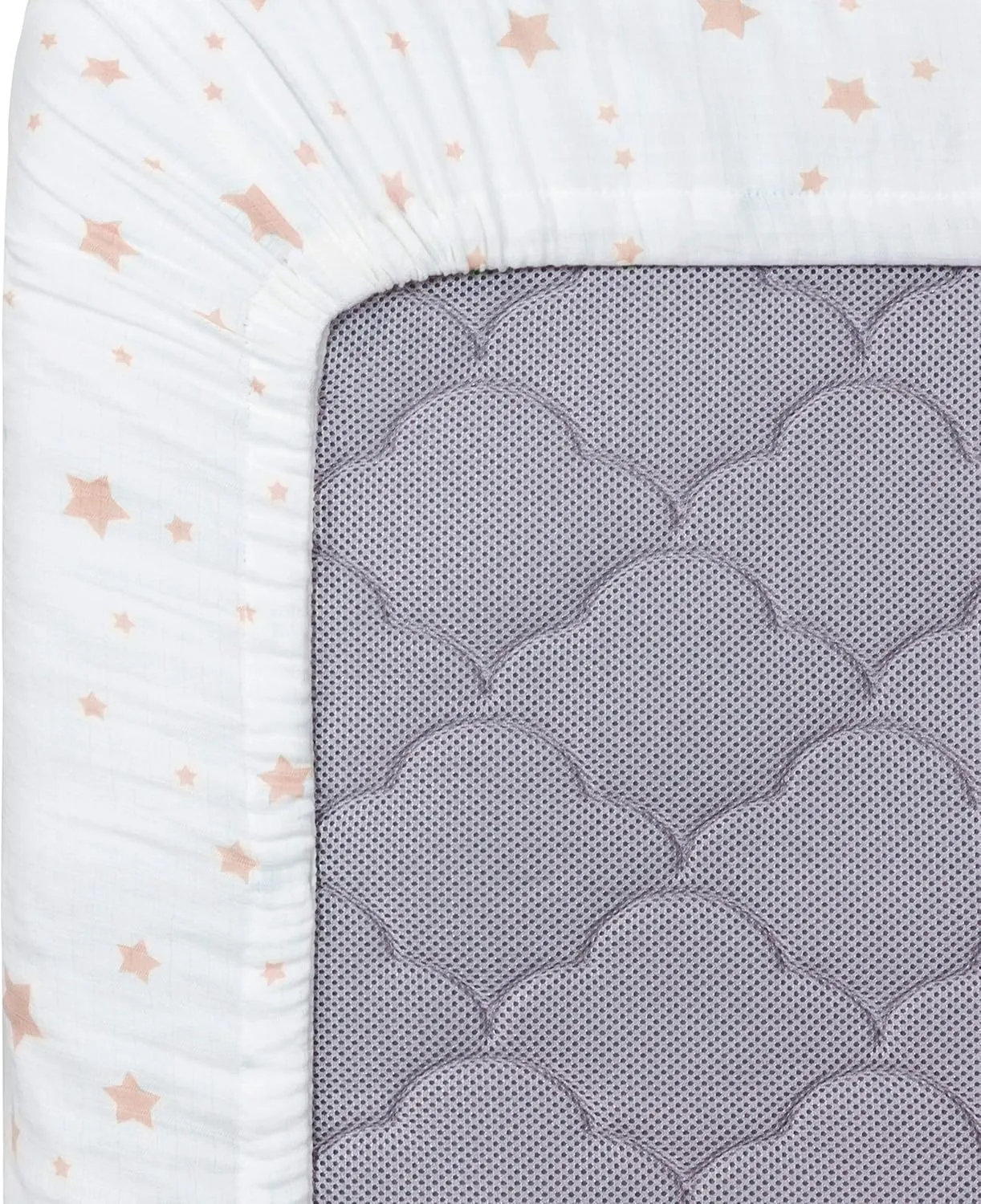Newton Baby Mini Crib Fitted Sheets (2-Pack) | Organic Muslin Cotton, Breathable & Soft Baby Sheets, Machine Washable Baby Mattress Sheets, Fits Any Mini Sized Crib 24" x 38", Stardust Coral   White