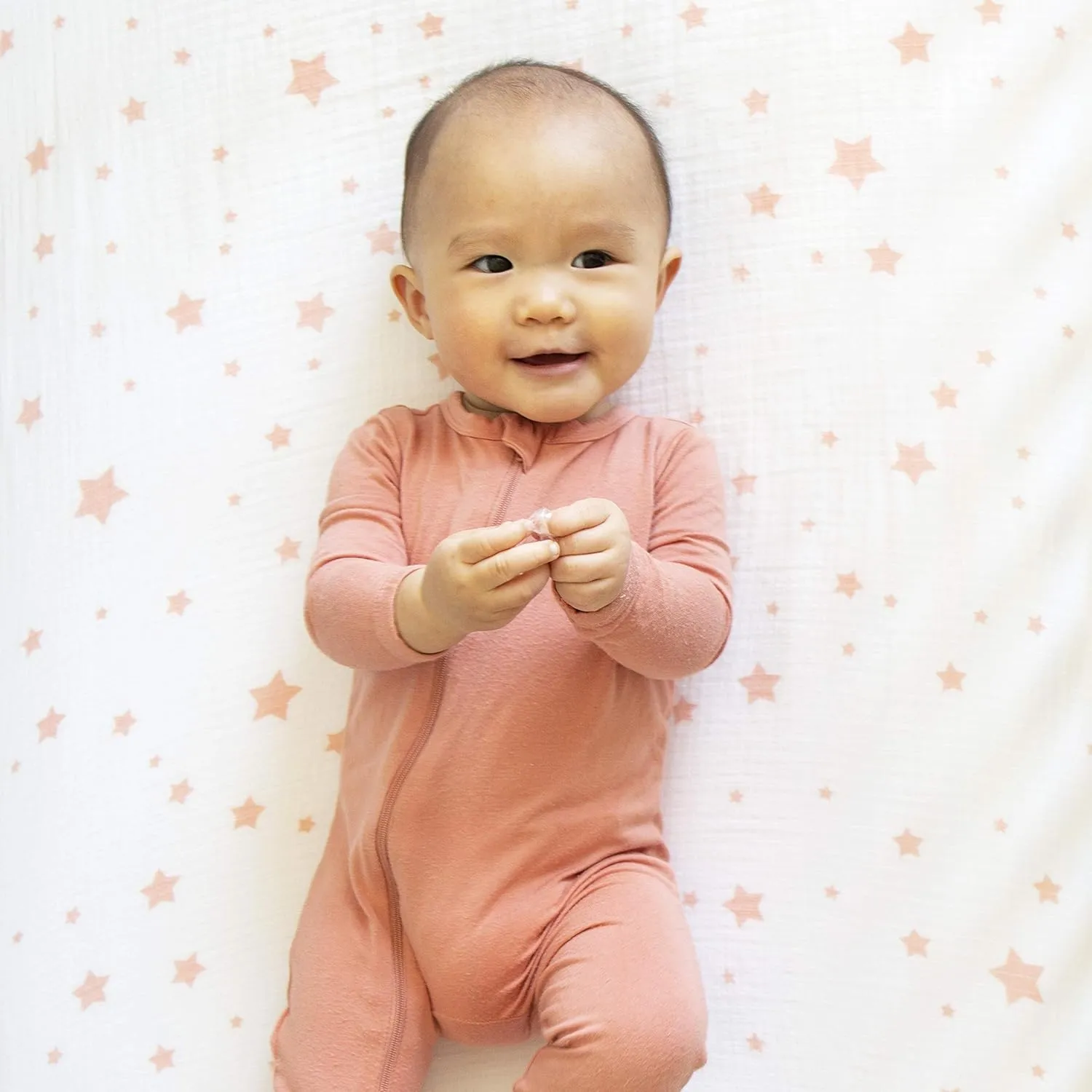 Newton Baby Mini Crib Fitted Sheets (2-Pack) | Organic Muslin Cotton, Breathable & Soft Baby Sheets, Machine Washable Baby Mattress Sheets, Fits Any Mini Sized Crib 24" x 38", Stardust Coral   White