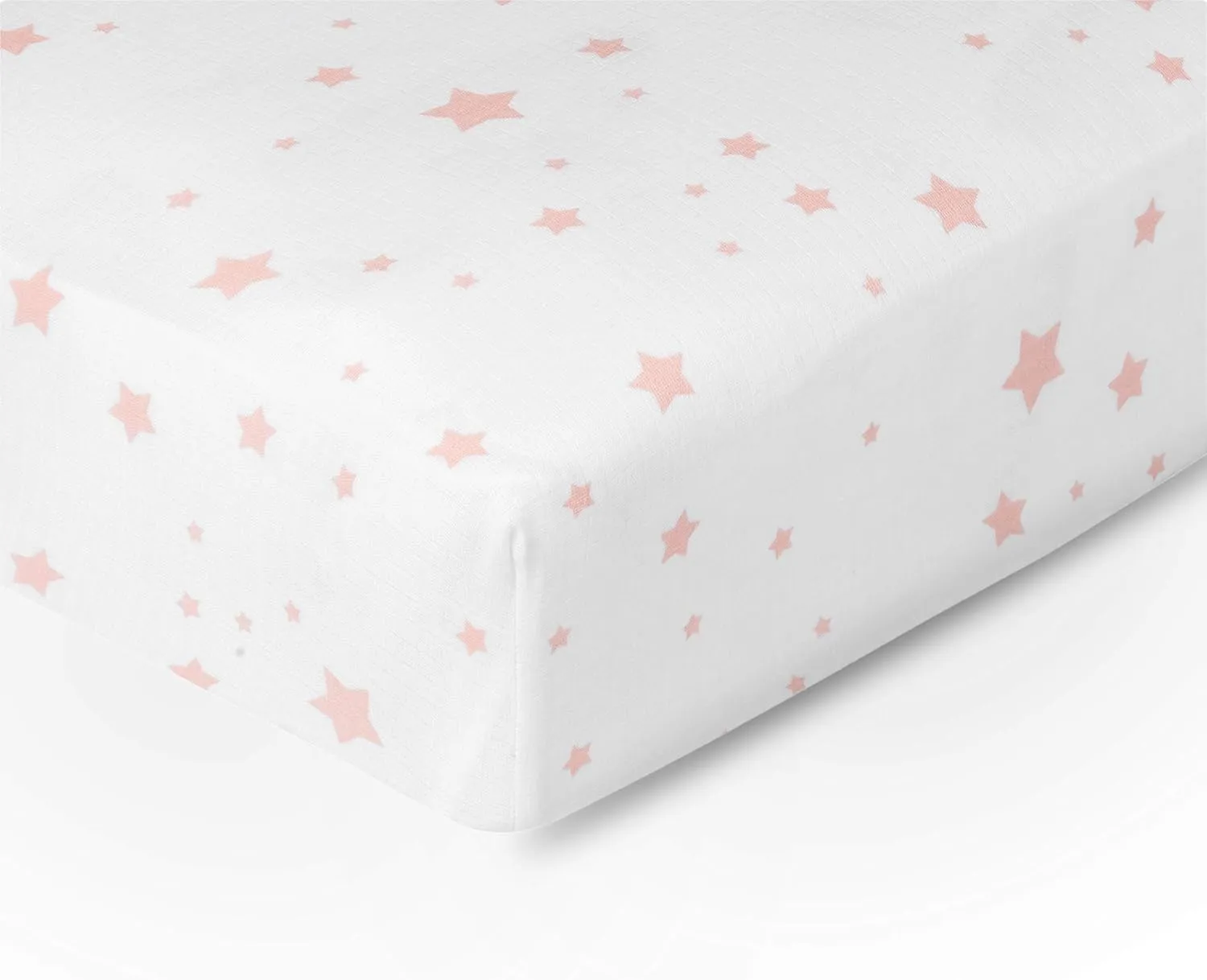 Newton Baby Mini Crib Fitted Sheets (2-Pack) | Organic Muslin Cotton, Breathable & Soft Baby Sheets, Machine Washable Baby Mattress Sheets, Fits Any Mini Sized Crib 24" x 38", Stardust Coral   White