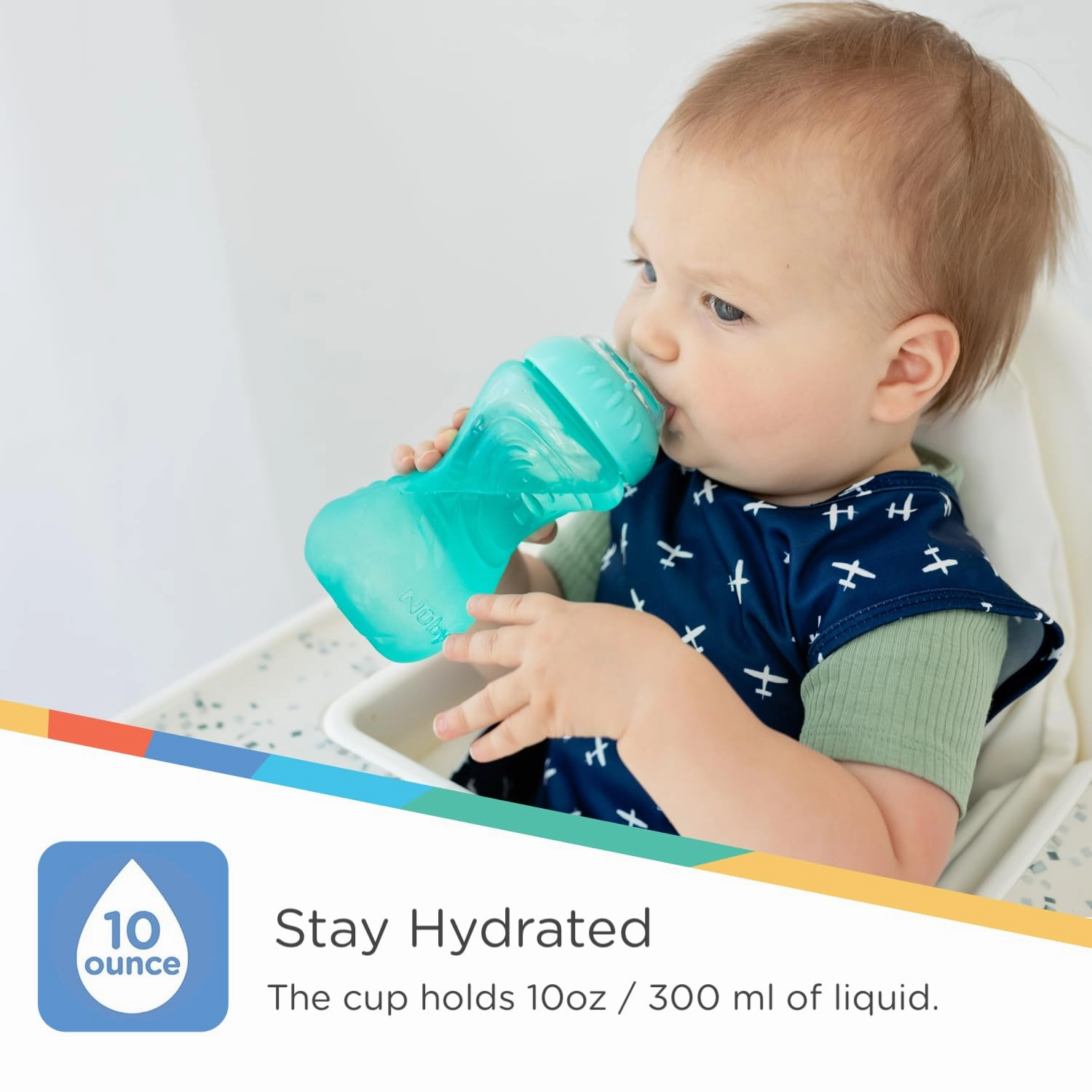 Nuby 3 Pack No Spill Toddler Sippy Cups - Toddler Cups Spill Proof with Easy and Firm Grip - Aqua, Coral, Yellow