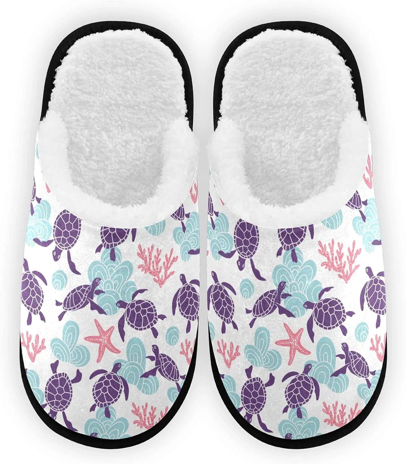 Ocean Turtles Pattern Slippers, Soft Memory Foam Non-Slip Indoor House Slippers Home Shoes for Bedroom Hotel Travel Spa
