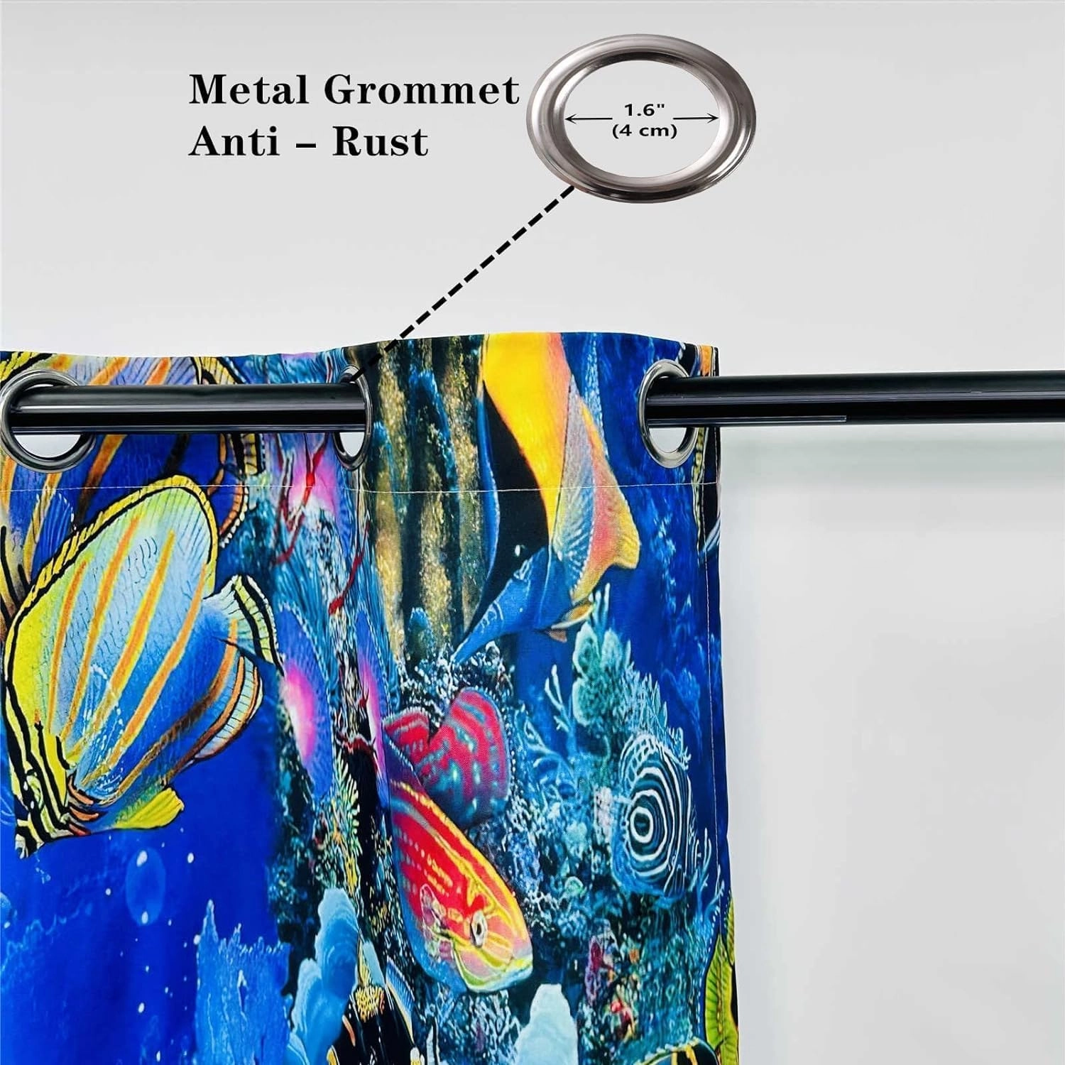 Ocean Curtains W27.5 x L39 Inch Grommet Tropical Fish Coral Animal Underwater Sea World Art 3D Pattern Waterproof Fabric Window Drapes for Bedroom Kitchen Bathroom Window Small Closet 2 Panels