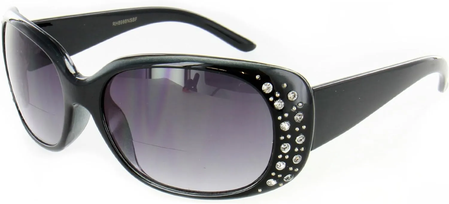 Oceana Fashion Bifocal Sunglasses Women (Black/Clear  1.75)