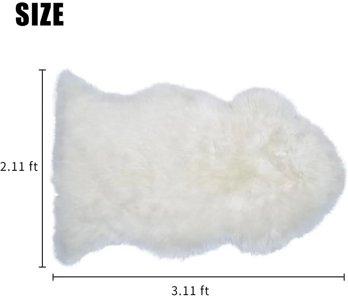 OKAYDA Genuine New Zealand Sheepskin Area Rug Soft Lambskin Decorative Rug for Bedroom Sofa Floor One Pelt