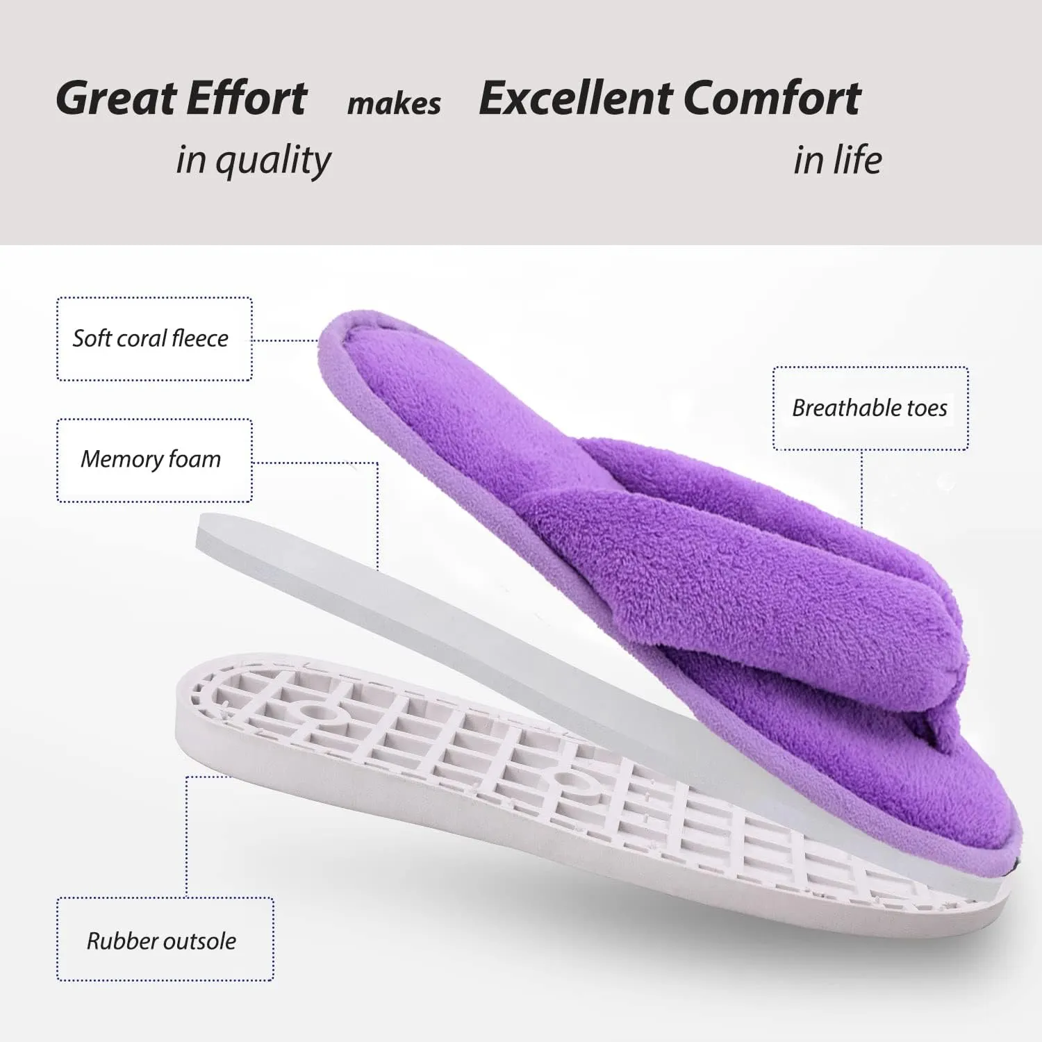 Onmygogo Indoor Slippers for Women Open Toe with Memory Foam, Soft Faux Fur Nonslip House Slippers